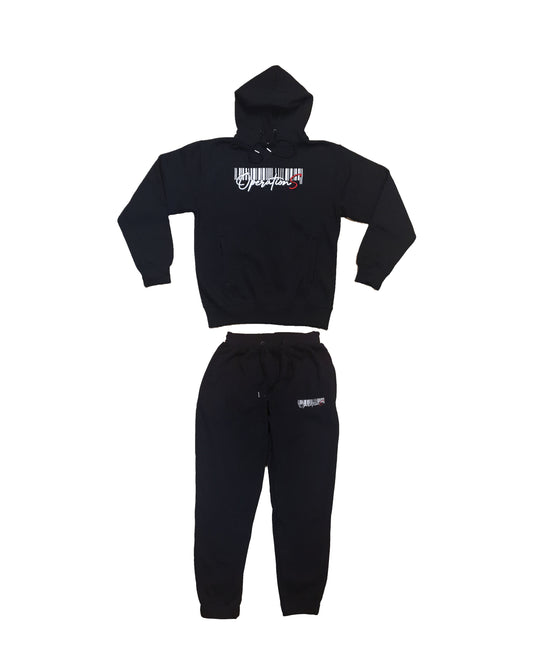 BLACK COTTON SIGNATURE LOGO TRACKSUIT